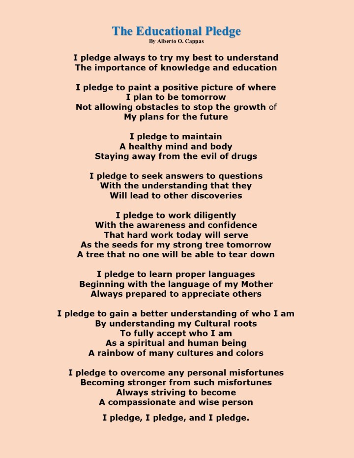 The Educational Pledge for the book